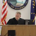Judge Daniel Schally speaks as he hands down the sentencing for a Juneau man found guilty of sexual abuse of women and children over several decades on June 2, 2022. (Michael S. Lockett / Juneau Empire)