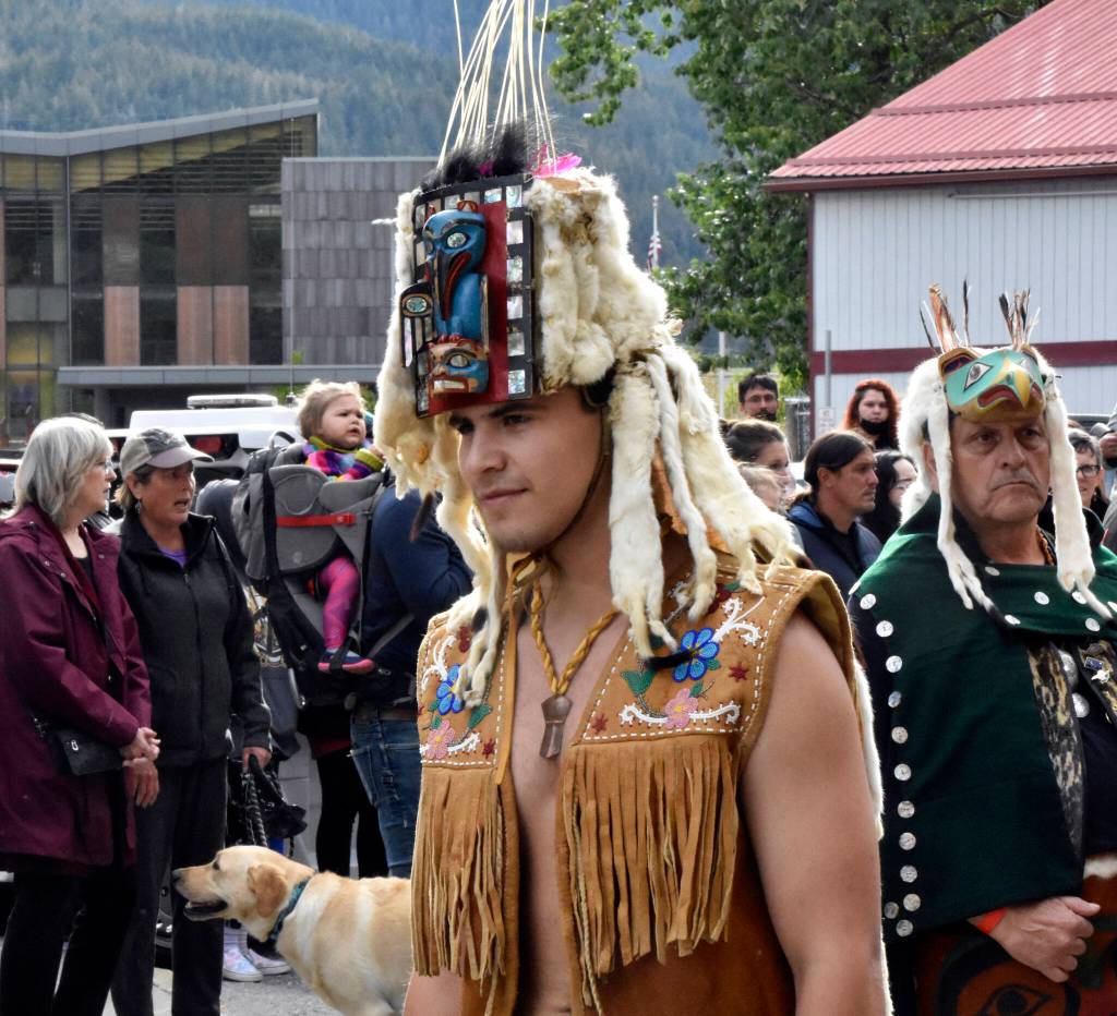 Brandon Gomez, 19, was on Willoughby Avenue in downtown Juneau on Wednesday, June 8, 2022, and said he and his brother, both Tlingits, traveled from Maryland to be at Celebration 2022. (Peter Segall / Juneau Empire)