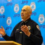 Juneau Police Department Chief Ed Mercer speaks during a department event on June 9, 2022. The department has made three major drug busts in the last week, seizing illegal drugs valued at more than $300,000 locally. (Michael S. Lockett / Juneau Empire)
Juneau Police Department Chief Ed Mercer speaks during a department event on June 9, 2022. The department has made three major drug busts in the last week, seizing illegal drugs valued at more than $300,000 locally. (Michael S. Lockett / Juneau Empire)