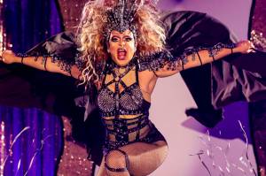 Gigi Monroe, the event organizer, performs during Glitz, a major annual drag event celebrated every Pride Month, at Centennial Hall on June 18, 2022. (Michael S. Lockett / Juneau Empire)