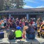 Has Du Eetíxʼ Xʼaakeidíx̱ Haa Sitee performs at Pride Outside at Skaters Cabin, an LGBTQ community event organized by NAMI Juneau on June 5, 2022. (Courtesy photo / Meryl Connelly-Chew)
