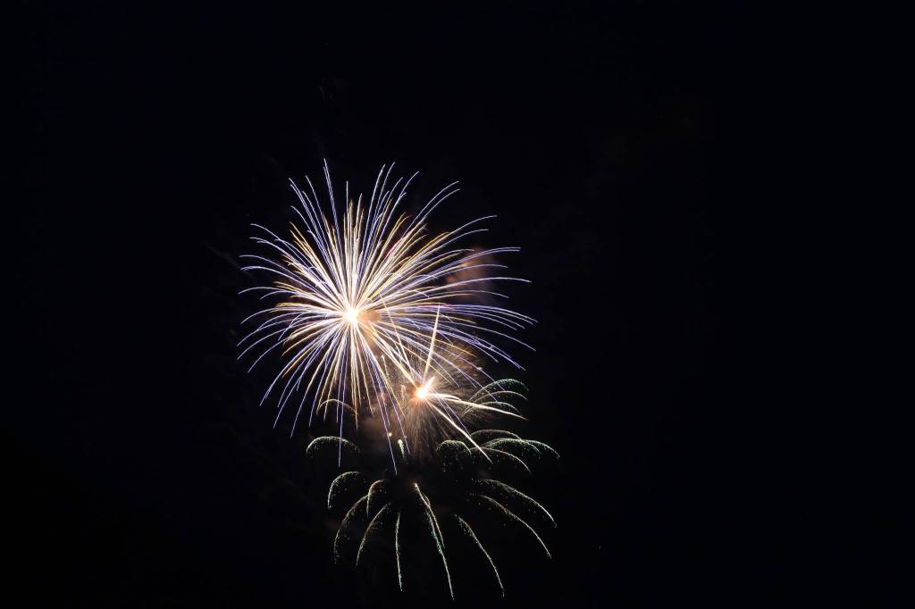 Fireworks boom for more than 20 minutes to start the July 4 festivities in Juneau. (Clarise Larson / Juneau Empire)