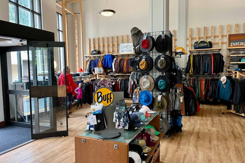 Merchandise is displayed at the new Foggy Mountain Shop location. (Jonson Kuhn / Juneau Empire)