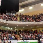 Yes, the media will indeed show even the upper rows of the cheap seats were full inside the Alaska Airlines Center when former President Donald Trump took the stage. (Mark Sabbatini / Juneau Empire)