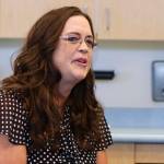 Terra Patterson, currently the supervisor of the Astoria, Oregon aquatics system and a candidate for the position of Aquatics Manager for the City and Borough of Juneau, speaks during a meeting for the public to meet candidates on July 23, 2022. (Michael S. Lockett / Juneau Empire)