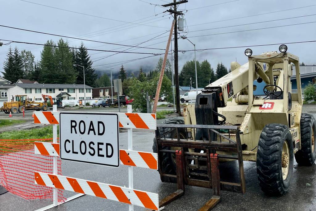 Tongass Avenue is the site of major construction as city crews replace the road, water and sewage systems, and storm drains. (Michael S. Lockett / Juneau Empire)