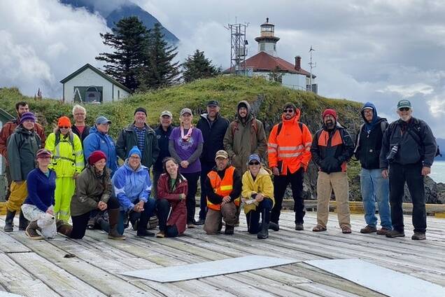 Eldred Rock Lighthouse Preservation Association volunteers from Juneau, Haines, and Skagway pose while out for a work party. (Courtesy Photo / Sue York)