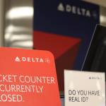 This photo shows Delta Air Lines ticket counter after hours inside the Juneau Airport. Delta has been consisting offering daily flights in and out of Alaska to Seattle throughout the year, though that is expected to change starting in October. (Jonson Kuhn / Juneau Empire)
