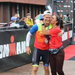 Scott and Amy Gende from Juneau celebrate after the inaugural Ironman Alaska. (Jonson Kuhn / Juneau Empire)
