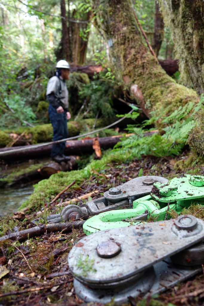 Quinn Aboudara works on restoring fish habitat at Klawocks Seven Mile Creek. (Courtesy Photos / Mary Catharine Martin)