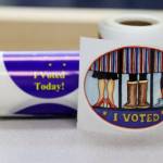 Spools of I Voted stickers await Alaskans during a recent election. Tuesday is election day in the ranked special general election that will decide who fills the remainder of Don Youngs term in the U.S. House of Representatives. It is also the date of pick-one primary to determine which four candidates will advance to a general election in races for governor and lieutenant governor, the U.S. Senate, the state House, the state Senate and a full term in the U.S. House. (Ben Hohenstatt / Juneau Empire)