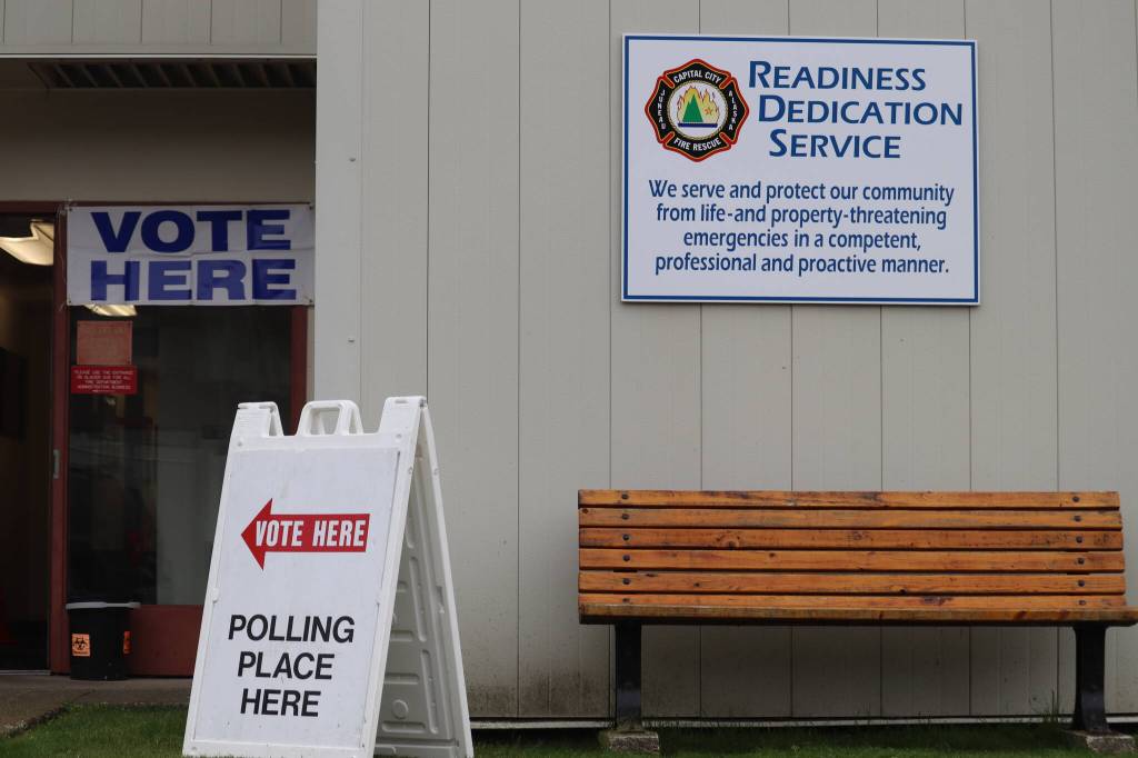 Juneau Fire Station at 820 Glacier Avenue welcomes surrounding north Douglas neighborhoods to vast votes Tuesday morning for Alaskas primary election. (Jonson Kuhn / Juneau Empire)