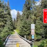 The Montana Creek Bridge is closed to all vehicle traffic following recent weather that has damaged the structure, according to the Department of Transportation and Public Facilities. (Michael S. Lockett / Juneau Empire)