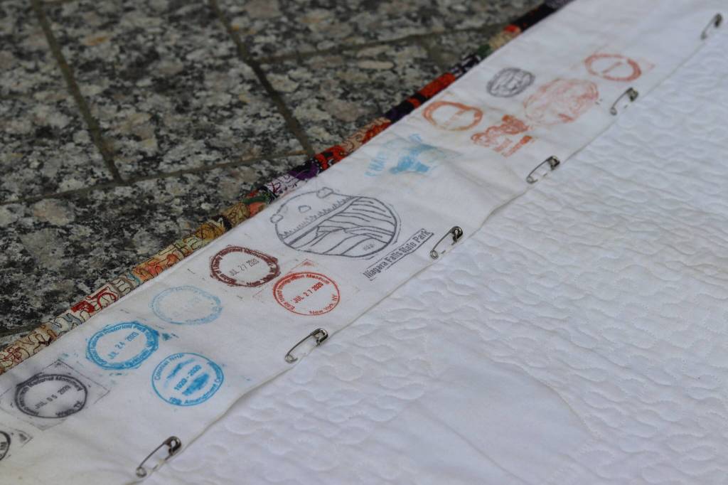 Though many of the National Parks throughout the country were closed due to the pandemic, Stich-Smith managed to collect stamps along the back of the quilt for the remaining parks that were still open during the first haul of his journey. (Jonson Kuhn / Juneau Empire)