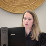 Juneau Superior Court Judge Marianna Carpeneti speaks during the arraignment of Bradley Grigg	on Friday, Aug. 26, 2022. (Jonson Kuhn / Juneau Empire)