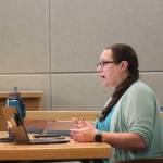 Distract Attorney Jessalyn Gillum speaks during the arraignment of Bradley Grigg for two counts of first-degree theft in court in Juneau on Friday, Aug. 26, 2022. (Jonson Kuhn / Juneau Empire)