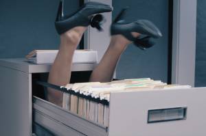 A paranormal filing cabinet plays a key role in the surrealistic office caper All Sorts, which is scheduled to screen at the Gold Town Theater at 7 p.m. Sept. 8. (Vibrant Penguin publicity photo)