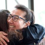 Democratic U.S. House Candidate Mary Peltola hugs a supporter during a campaign event in Juneau. After ranked choice voting tabulation, Peltola won the special election to fill Alaskas lone seat in the U.S. House of Representatives. Peltola is the first Alaska Native to be elected to U.S. Congress. (Mark Sabbatini / Juneau Empire)