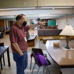 Bradley Perkins, co-pastor at Resurrection Lutheran Church, shows work being done on the warming shelter in the churchs basement as it prepares for its second year of operation next month. (Mark Sabbatini / Juneau Empire)