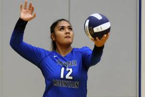 Senior Moana Tuvifale scored the most aces over the weekend as TMHS hosted the Kayhi Lady Kings. (Juneau Empire / Ben Hohenstatt)