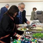 Sheri Buretta, chair of the University of Alaskas Board of Regents, and John Davies, a board member since 2015, take a lunch break during the first day of the boards two-day meeting at the University of Alaska Southeast on Thursday. (Mark Sabbatini / Juneau Empire)