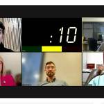 Jennifer Pemberton of KTOO and Clarise Larson of the Juneau Empire, at upper left and right respectively, moderate an online candidate forum Wednesday that featured unopposed Juneau Assembly candidates Carole Triem, Greg Smith and Wade Bryson. Juneau Board of Education candidates Emil Mackey and Deedie Sorensen, also unopposed in their races, participated in the second half of the hour-long event. (Screenshot)