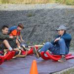 4-H Luge Sledding with University of Alaska Fairbanks Cooperative Extension was set up to give in-person demonstrations at Discover Eaglecrest Day, as well as sign kids up ages 10 and up. (Jonson Kuhn / Juneau Empire)