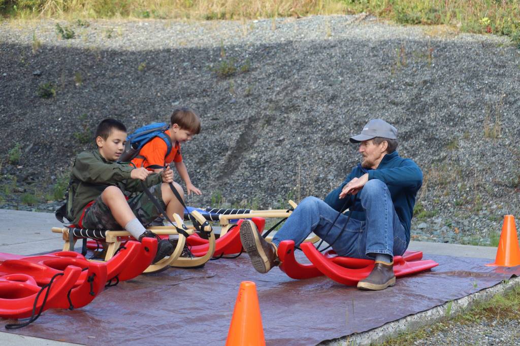 4-H Luge Sledding with University of Alaska Fairbanks Cooperative Extension was set up to give in-person demonstrations at Discover Eaglecrest Day, as well as sign kids up ages 10 and up. (Jonson Kuhn / Juneau Empire)