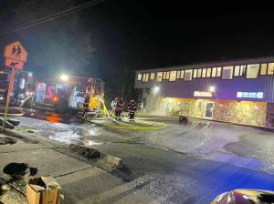 This photo shared on Capital City Fire/Rescue social media shows fire personnel on scene at the 1200 block of Glacier Avenue responding to smoke in the building. According the the social media post on Tuesday morning, no one was in the building at the time of the fire. (Courtesy Photo / Capital City Fire/Rescue)