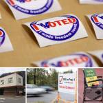 An array of I Voted stickers lie on a table at the Mendenhall Valley Public Library on Tuesday, Oct. 4, 2022. Election Day votes were not among the ballots tallied in unofficial results released late Tuesday night. A photo shows the City and Borough of Juneau City Hall. A ballot proposition that would fund construction of a new City Hall saw a nearly 50-50 split of the vote in unofficial results shared Tuesday night. Cars drive past a sign encouraging voters to support Proposition 4, which would repeal a local ordinance requiring the disclosure of the sales price of real property. The proposition was heavily supported by local Realtors. Signs encouraging voters to support Proposition 2, which would OK $6.6 million in bond debt for recreation improvements, sit in a chair on the track at Adair-Kennedy Memorial Park ahead of a football game. Upgrading the track is among the projects Prop 2 would fund.