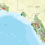 A map shows more than 50 proposed cabin projects in the Tongass and Chugach National Forests the U.S. Forest Service is considering using $14.4 million in federal funds. About half of the projects are expected to be approved, with the public able to comment online about their preferences until Oct. 31. (U.S. Forest Service)