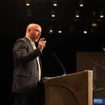 Incoming president of Greater Juneau Chamber of Commerce John Blasco, CEO of Anchorage Distillery, gives a speech after being sworn in at the event. (Clarise Larson / Juneau Empire)