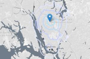 This screenshot of an Alaska Earthquake Center map shows the intensity of a Monday afternoon magnitude 3.8 earthquake about 51 miles north of Juneau.