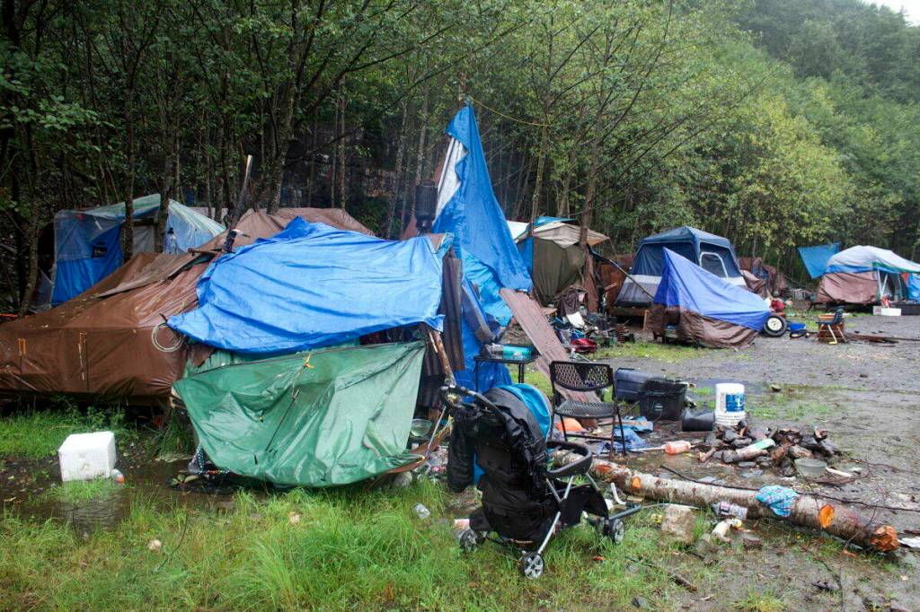 This early September photo shows a rain soaked Mill Campground which is set to close Saturday afternoon after its third season, the City and Borough of Juneau announced. (Mark Sabbatini / Juneau Empire)