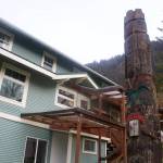 A totem stands outside Hospice and Home Care of Juneau, which is shutting down Wednesday after providing services for about 20 years due to lack of staff. The closure will affect 17 home health and two hospice patients, with program and city officials in discussions with Bartlett Regional Hospital and SEARHC about taking over services for such patients. (Mark Sabbatini / Juneau Empire)