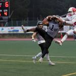 Jarrell Williams comes down with an interception in the end zone to put an end to an East scoring threat and the ball game. Williams had a big game on both sides of the ball in Juneaus semi-finals victory against Bettye Davis East Anchorage High School.