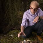 UAA associate professor of public health Philippe Amstislavski collects samples of some of the fungi found in the forests around UAA which are similar to those his team has used to develop a lightweight packaging alternative to Styrofoam. (Courtesy Photo /  James R. Evans, University of Alaska Anchorage)