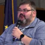 Central Council of the Tlingit and Haida Indian Tribes of Alaska President Chalyee Éesh Richard Peterson asks a question to the four gubernatorial candidates who will appear on ballots in November. (Screenshot / AFN livestream)