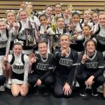 Courtesy Photo / Stephany Day
The Juneau Huskies cheer team poses for a photo on Saturday in Palmer after competing in this years Rally in the Valley Cheer competition. The team took first place in the game time and half time divisions, as well as earned the title of grand champion for garnering the highest score within the competition.