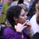 Elizabeth Salazar simulates the foreboding whistling sound of a descending bomb. (Ben Hohenstatt / Juneau Empire)