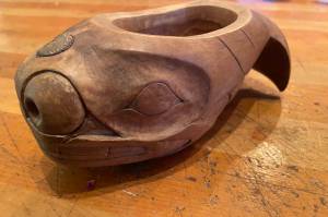 This carving by Jon Rowan has entered the realm of pricelessness thanks to the family memories and the carver himself. (Jeff Lund / For the Juneau Empire)