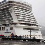 Clarise Larson / Juneau Empire 
Norwegian Cruise Lines Norwegian Encore berths at in the Juneau Harbor in late October. Findings from this years Juneau Tourism Survey showed nearly 75% supported limiting the number of large cruise ships per day in Juneaus harbor to five.