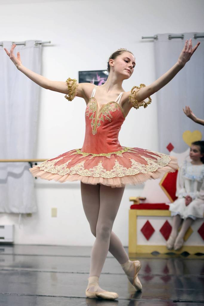 Ben Hohenstatt / Juneau Empire 
Elizabeth Eriksen dances as the Dew Drop Fairy during rehearsal for The Nutcracker. The two-act ballet is a holiday season tradition for Juneau Dance Theatre.