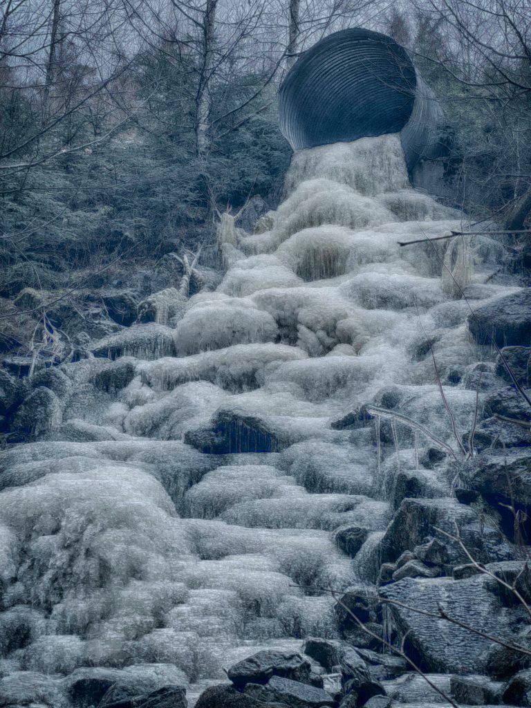 Culvert ice flow at Auke Recreation Area. (Courtesy Photo / Kenneth Gill, gillfoto)