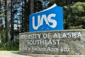 The entrance of the University of Alaska Southeast in Juneau as seen on May 25, 2022. (Lisa Phu / Alaska Beacon)