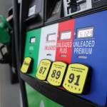 A gas pump at Petro One gas station off Egan Drive shows prices on Friday that, at about $4.90 a gallon for regular unleaded, are lower than peaks earlier this year but still far above the national average. The price of Alaska North Slope crude oil dropped to $74.22 a barrel on Wednesday, far below the $87 the state needs to average to break even for the fiscal year, however, consumers have cause for good cheer as nationwide gas prices are now cheaper than a year ago, dropping about one-third from their $5 a gallon average. (Clarise Larson / Juneau Empire)