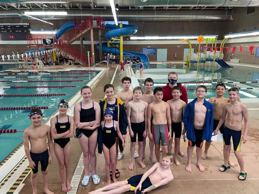Members of the Glacier Swim Club pose for a photo at Ketchikan meet over the weekend. (Courtesy Photo / Shireen Taintor)