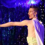 Performer Alvi lip-syncs on the Alaskan Bar stage during the first show of the Juneau Drags Holi-gay Spectacular Ho Ho HOMO Saturday evening. (Clarise Larson / Juneau Empire)