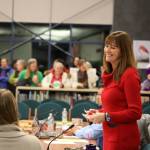 Outgoing Juneau School District Superintendent Bridget Weiss smiles during a school board meeting in early December. Tuesday afternoon, the Board of Education approved a contract to search for her replacement. (Clarise Larson / Juneau Empire)
