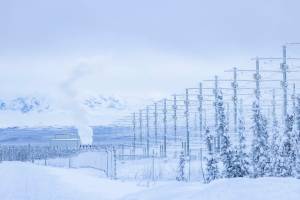 The High-frequency Active Auroral Research Program conducts a preflight checklist before the Asteroid Bounce campaign Tuesday, Dec. 20, 2022, in Gakona, Alaska, as temperatures hit 40 below. The mission is slated for Dec. 27. (Photo courtesy UAF/GI photo by JR Ancheta)